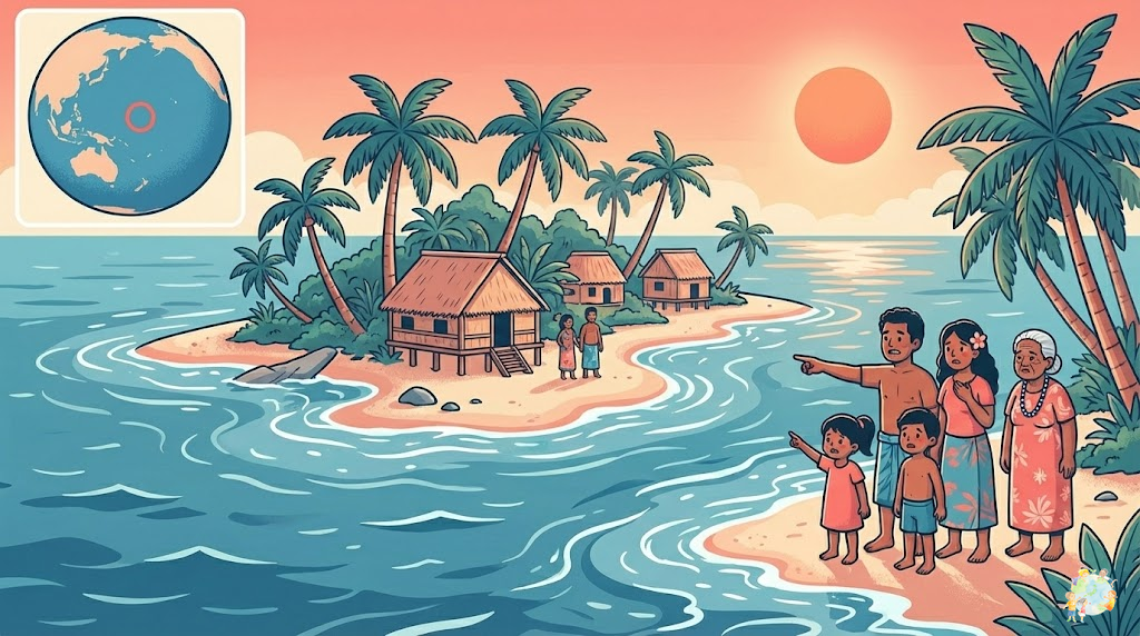 ツバルやモルディブなど太平洋島国が海面上昇の影響を受けているイメージ
