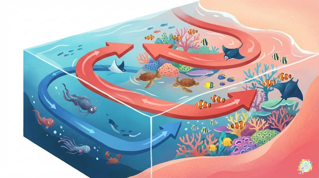 海の中の大きな水の流れを表すイラスト