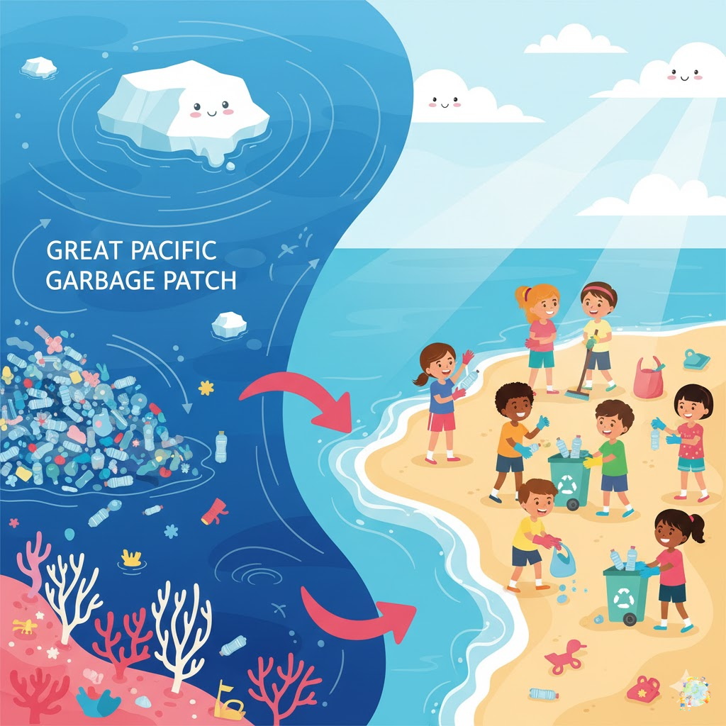 海流と環境問題の関係を示すイラスト